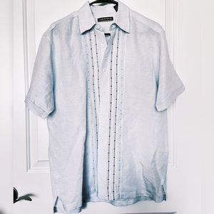 Cubavera Mens Medium Shirt Short Sleeve Blue